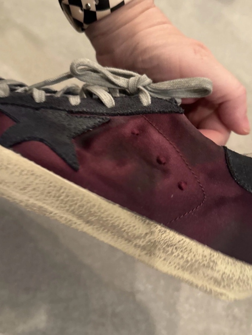 Golden Goose Burgundy And Black Low Top Sneakers Authentic Guaranteed EU39 8.5/9 - Picture 8 of 16